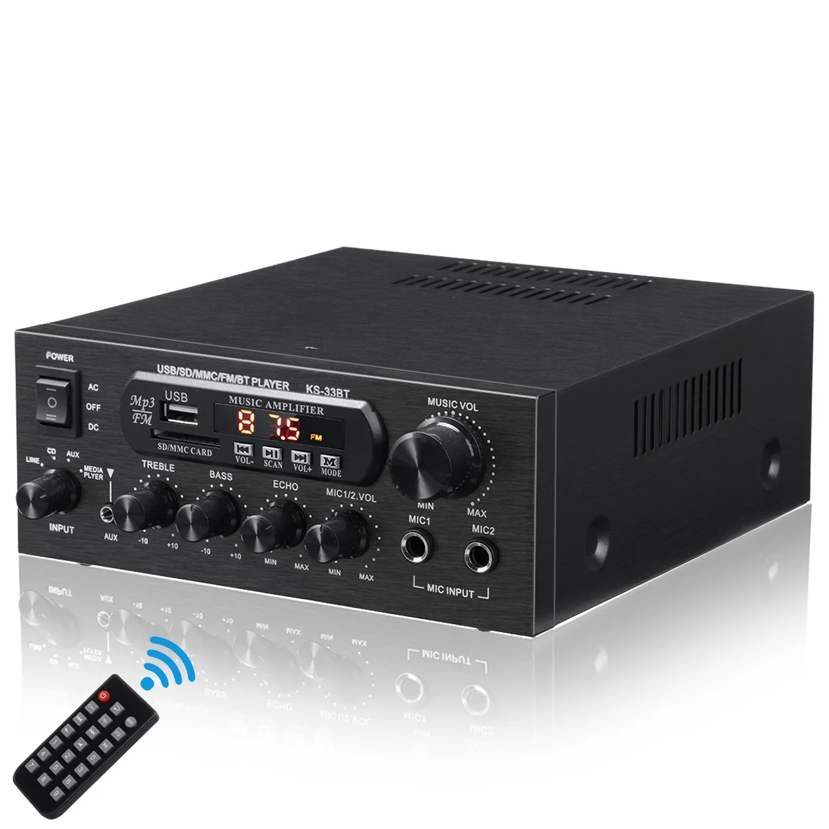 STEREO AMPLIFIER KS-33BT アンプ KS-33BT HiFi Digital Amplifier - BT Stereo Amp with USB, AUX, FM