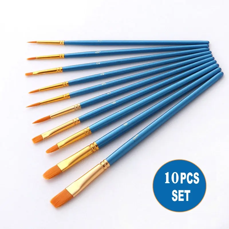 10pcs/set Fine Tip Details Artist Paint Brush Set Oil Watercolour