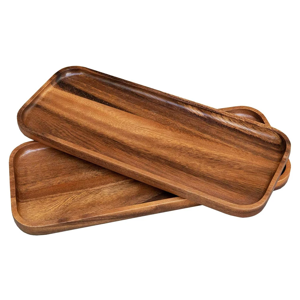 Wooden Serving Tray With Metal Handles For Ottoman Rustic Tray For