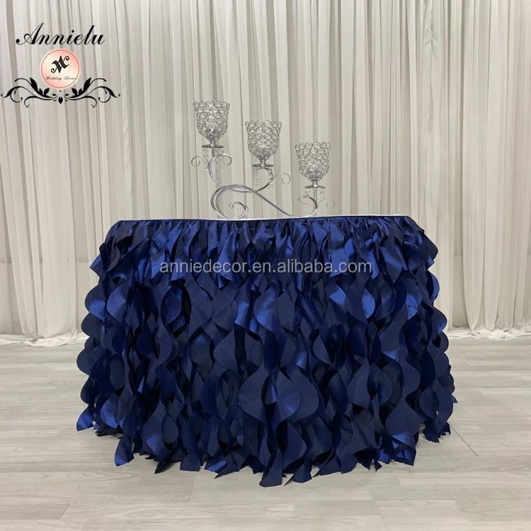 Hot sale royal blue curly willow wedding table cloth