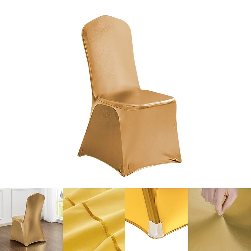 High-End Gilded Gold Elastic Four-Corner Chair Cover for Hotel Wedding Banquet Scenes Factory Direct Supply