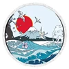 Cartoon Japan Hokkaido Mount Fuji View Microfiber Round Beach Towel With Tassels