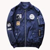 Wholesale Fashion Men Bomber Jacket Hip Hop Patch Designs Slim Fit Pilot Bomber Jacket Coat Men Polyester