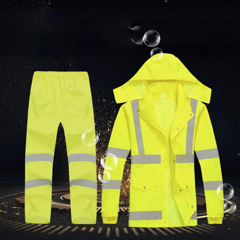 Windproof High Visibility Reflective dress suit Mens new fluorescent yellow safety coat with hoodies - KingCare | KingCare.net