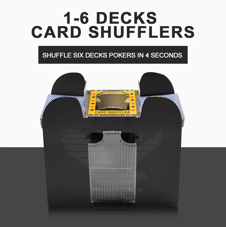 Details about   Playing Shuffling Machine 6-Deck Card Shuffler Plastic Black 6-Deck Casino 