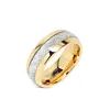 Comfort Fit Imitated Meteorite Inlaid All Size 5-16 With Half Sizes Mens Wedding Ring Connector Tungsten Gold Rings