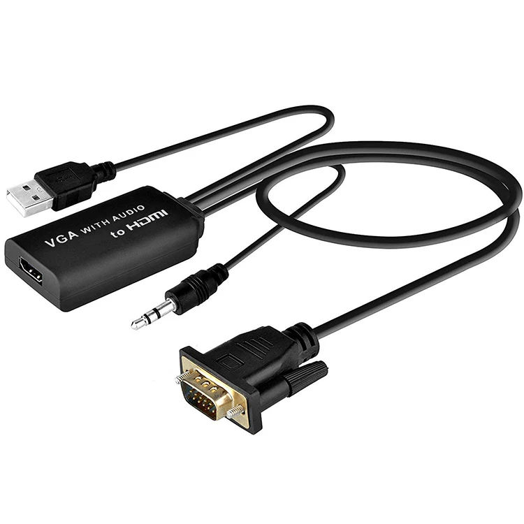 Male to Male VGA to HDMI Adapter Cable with Audio for Connecting Old PC Laptop with a VGA Output 