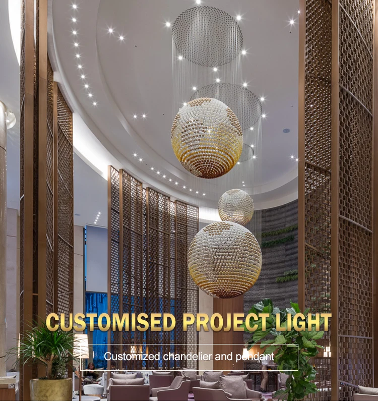 Latest hight quality luxury hotel lobby crystal custom big project chandelier