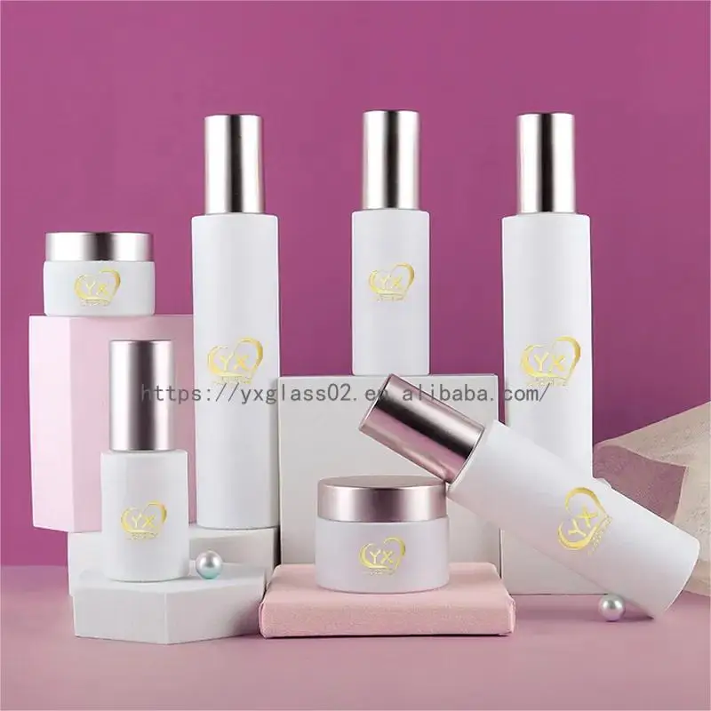 Custom cosmetic bottle glass bottle set Skincare cosmetic packaging glass 30g50g30ml50ml80ml100ml120ml factory