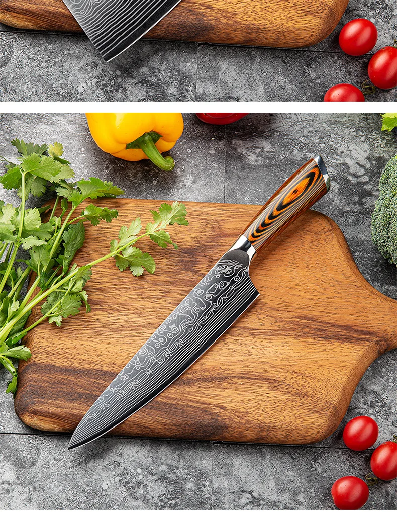 Wooden Handle Kitchen Knife Set 3 Piece Including Chef Knife,Butcher