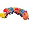 Montessori Car Truck Classic Caterpillar Toddler Pull Along Toys wooden digital caterpillar train pulling toy