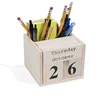 Office or Home Decorative Wooden Cube Desktop Block Calendar Pen Holder Unfinished Wood for DIY Projects Natural