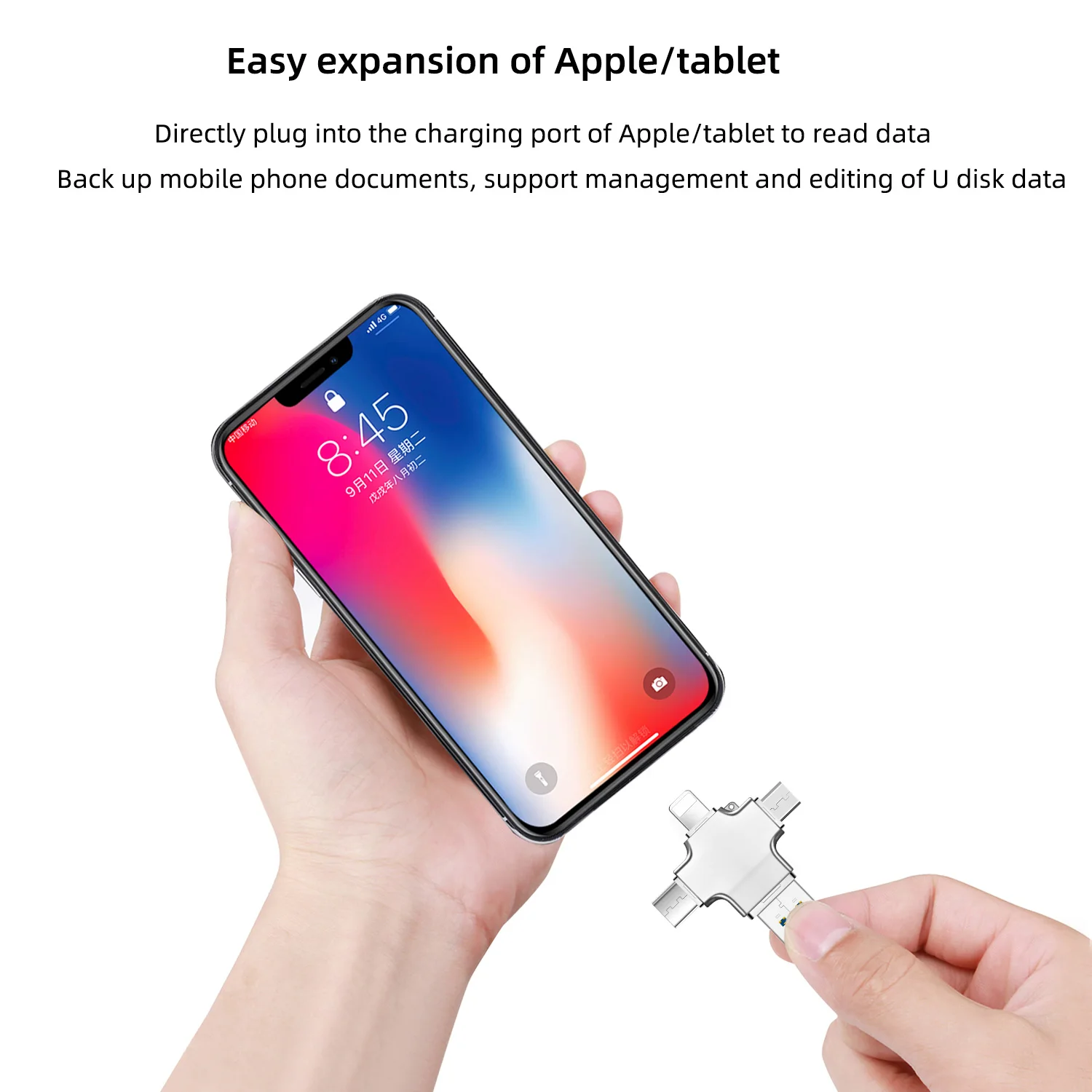 4 in 1 Type-c Lightning Micro USB/USB 2.0 Memory Card Reader OTG Micro TF Card Reader for Android Ipad iphone - ANKUX.COM