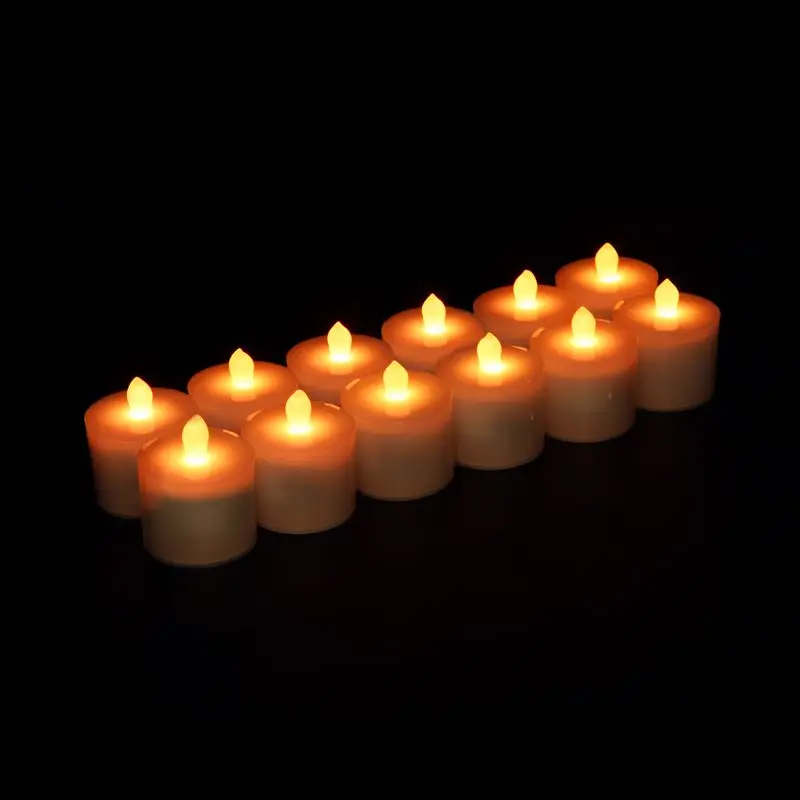 12pcs LED Candle Lights set Flameless Tealight with Inductive Charging Base