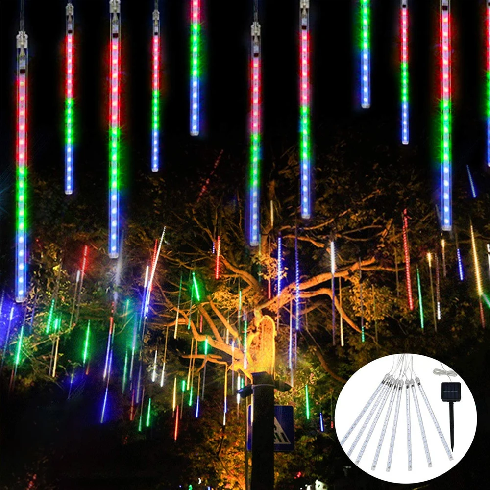 Waterproof solar led meteor shower rain lights outdoor christmas meteor led tree lights solar for holiday Party decor