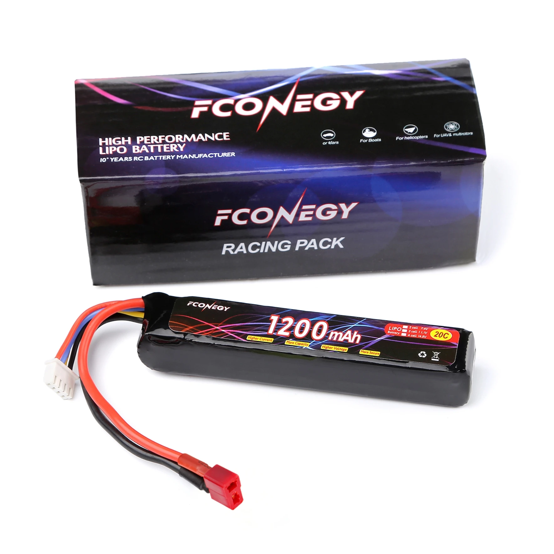 Fconery Rechargeable Airsoft Lipo Battery 11.1 Stick Pack 3s 1200mah