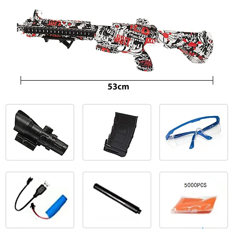 Pistola M416b Water Gel Beads Blaster Guns Outdoor Toy Gel 5000pcs Seeds Gun Bullet Blaster 7