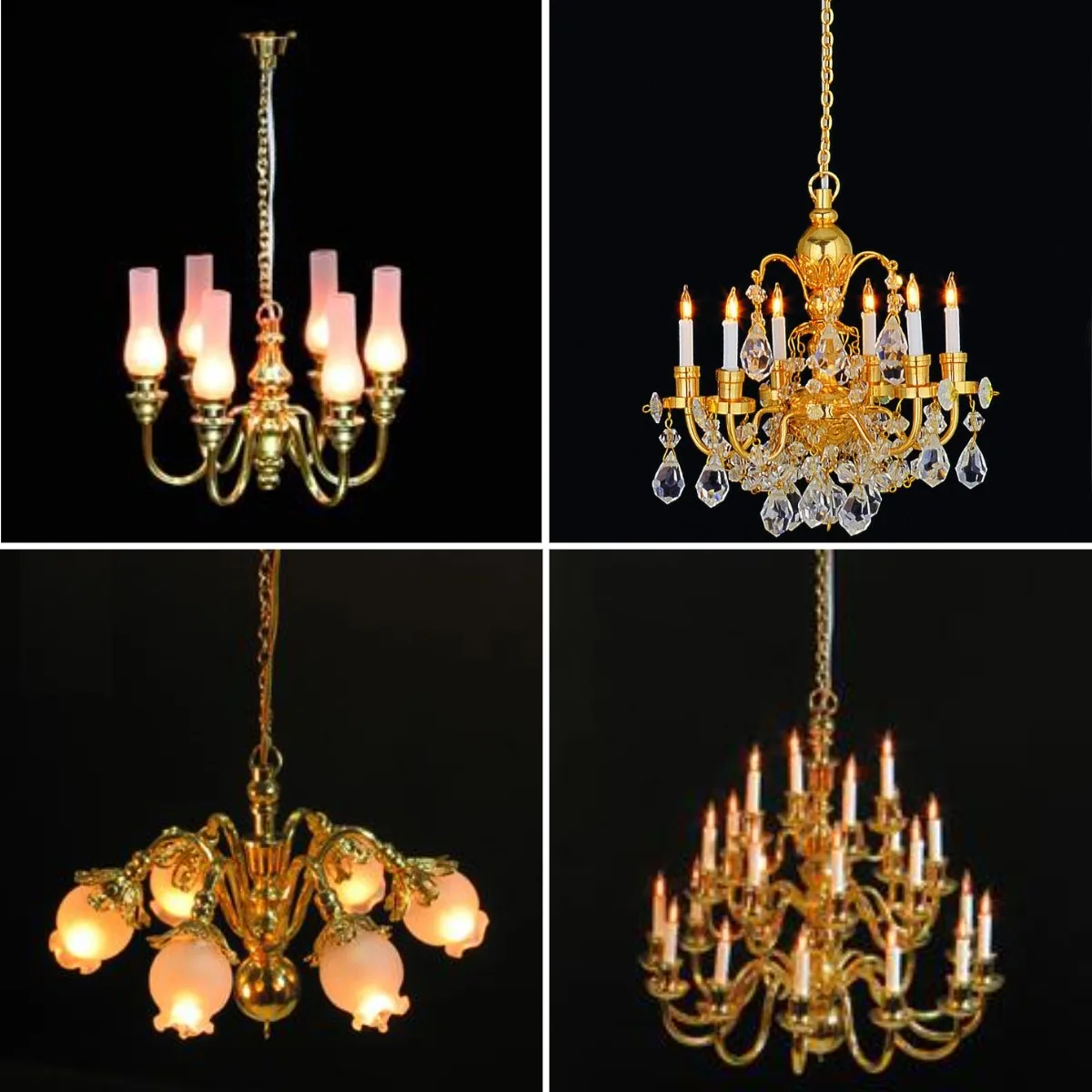 112 Luxury Chandelier Dollhouse Lights Miniature Lighting With Battery