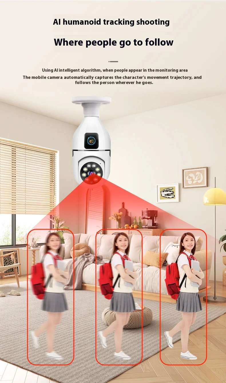 Cloudbirds V360pro E27 Bulb Mini Wireless IP Camera Small Indoor Binocular Dual Screen Right Left Rotate Screw PTZ Cloud Data
