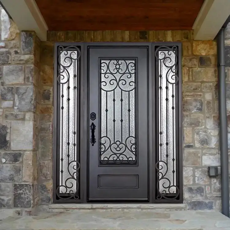 Modern Exterior Metal Double Door Design Luxury French Black Wrought