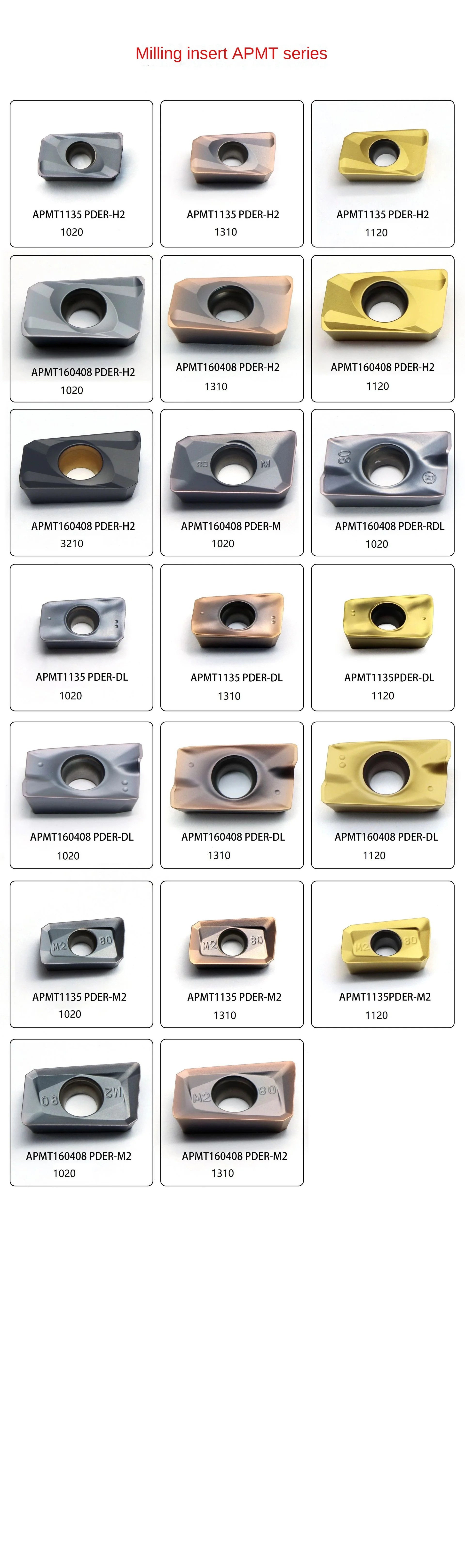 Cemented Carbide CVD-Coated CNC Insert APMT160408PDER-H2 for Lathe and Cast Iron Machining