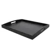 Bamboo Serving Large Black Rectangle Food Tray Butler Breakfast Tray With Handles
