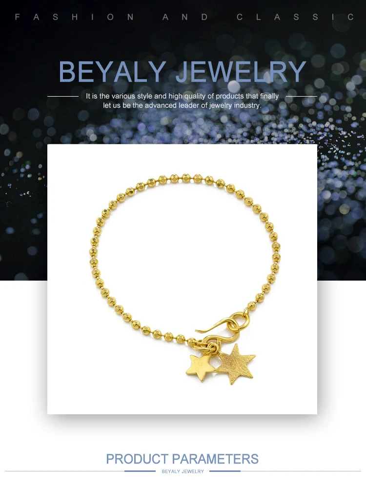 product-Fashion Star Drop Silver Prom Jewelry 22K Gold Bangles-BEYALY-img