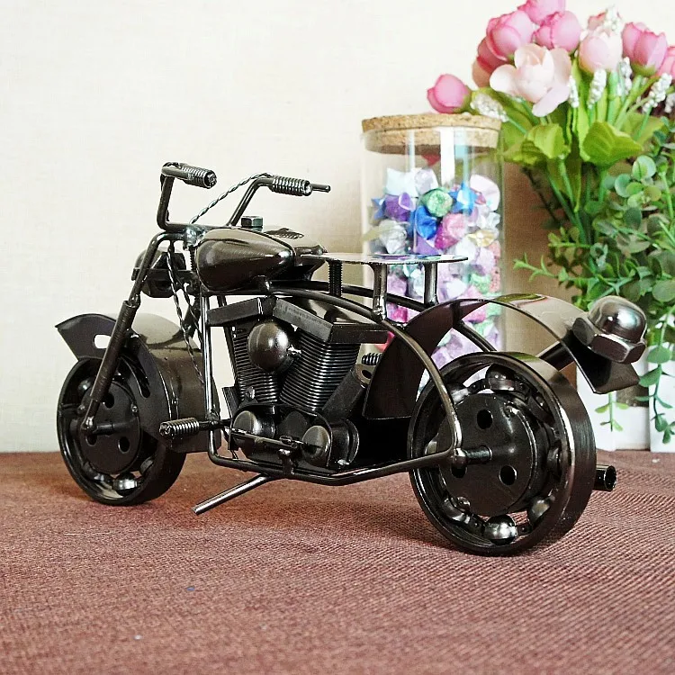 复古经典手工铁摩托车家庭办公室桌面装饰