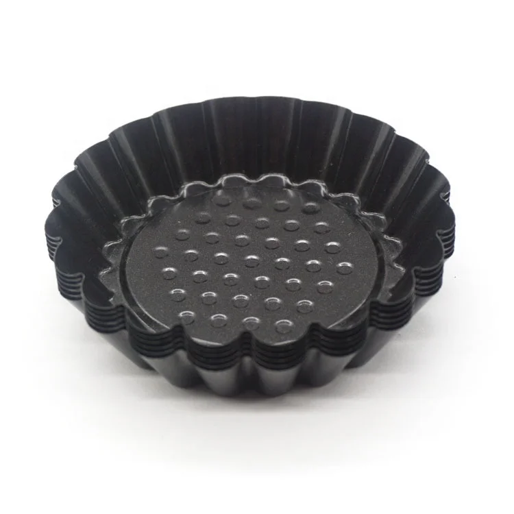 
6 Pieces Black Nonstick Carbon Steel Round Mini Fluted Tart Tins Quiche Pans Tartlet Mold Muffin Cake Mould 