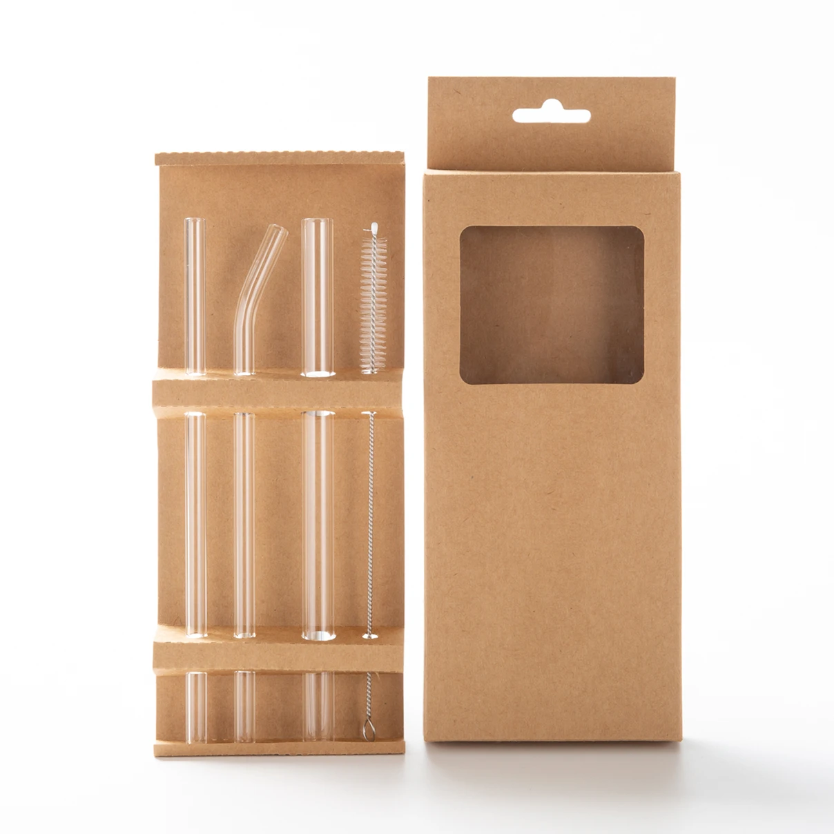 3+1 Reusable 8mm 12mm Pyrex Borosilicate Clear Glass Straw Set Of 3