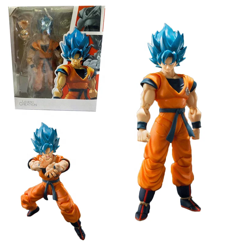 Anime Super Saiyan Blue Hair Wd Movable Goku Action Figure Pvc ...