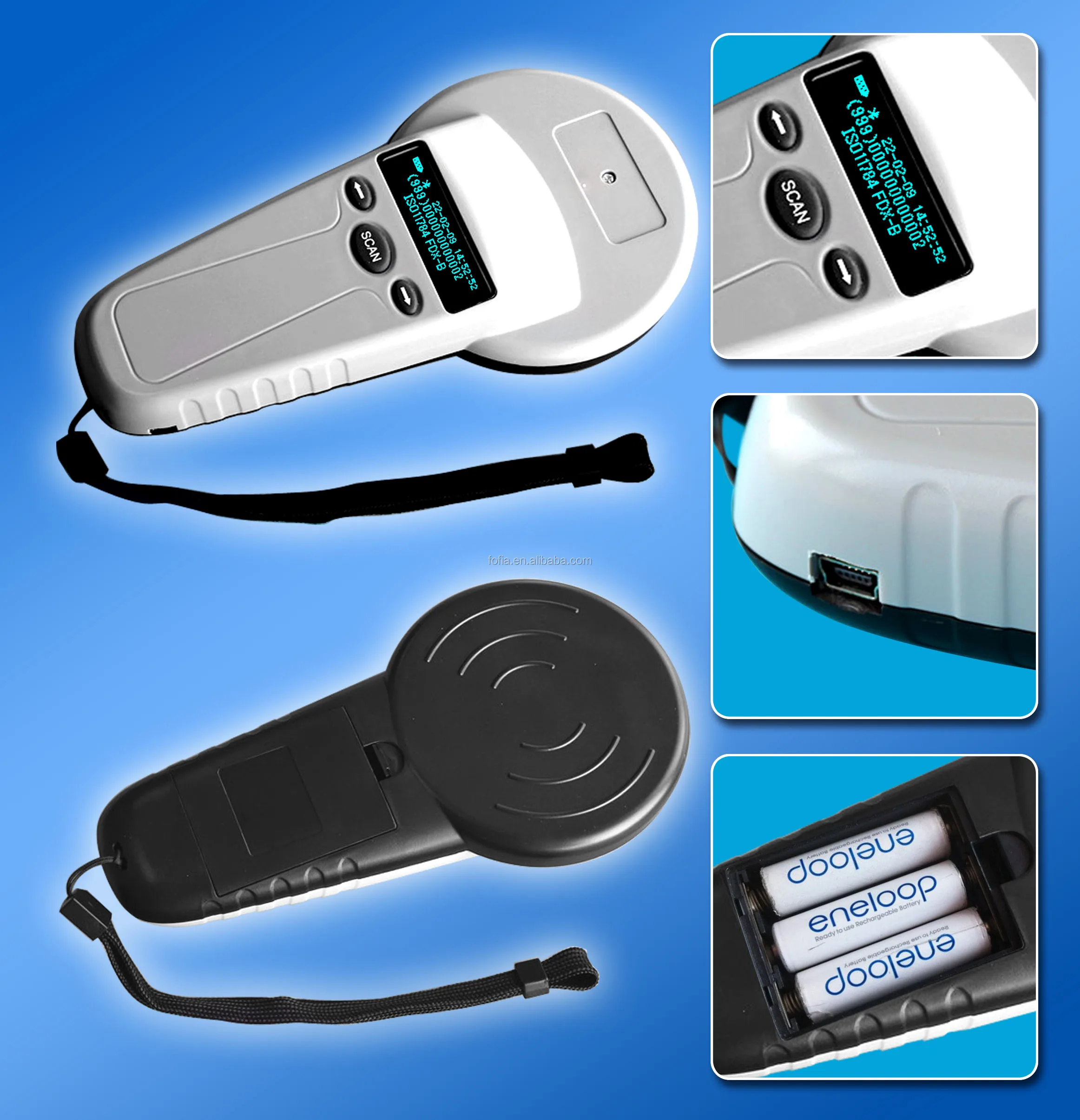 Handheld RFID Microchip Scanner with 128*32 OLED Screen One Year Guarantee and PVC Material for Animal ID Reading