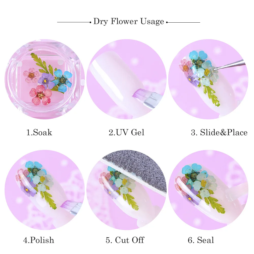 New Nail Art 3d Dried Flowers For Nails Bulk Sunflower Gypsophila