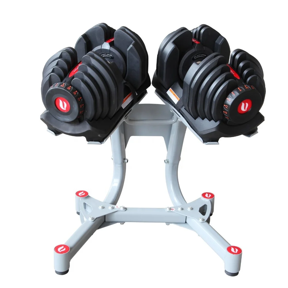 होम जिम में व्यायाम कसरत 40kg के साथ जोड़ी समायोज्य Dumbbells सेट खड़े हो जाओ रैक धारक भंडारण आयोजक
