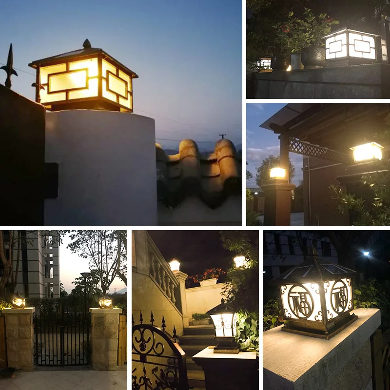New European Style Retro Outdoor LED Garden Lights Pillar Gate lights