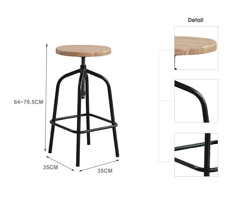 Adjustable Counter Bar Stool Industrial Style Metal Chair Swivel