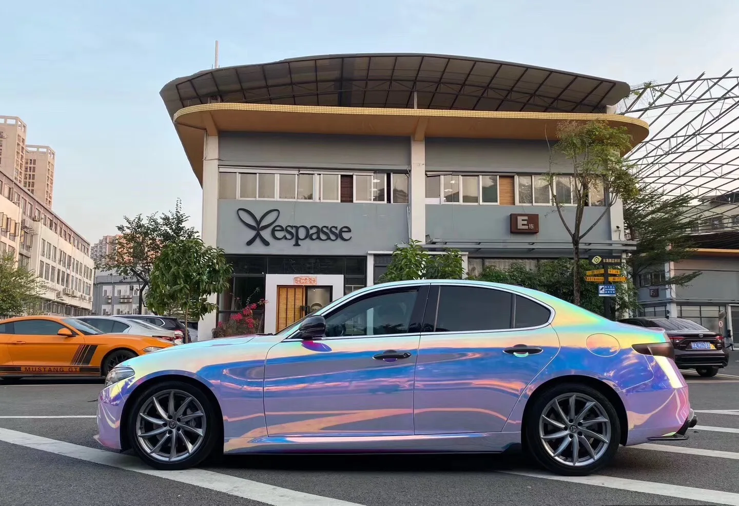 rainbow iridescent holographic vinyl car wrap