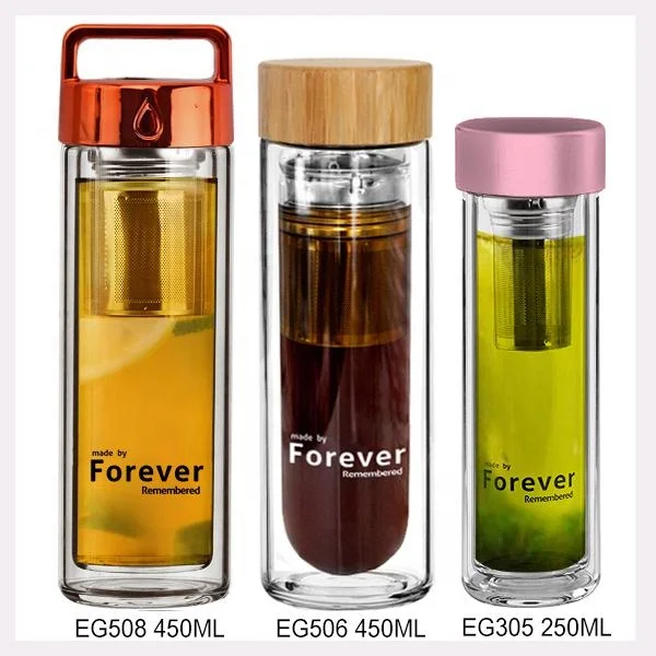 New Design Bpa Free Eco-friendly Double Wall Glass Bottle Tea With ...