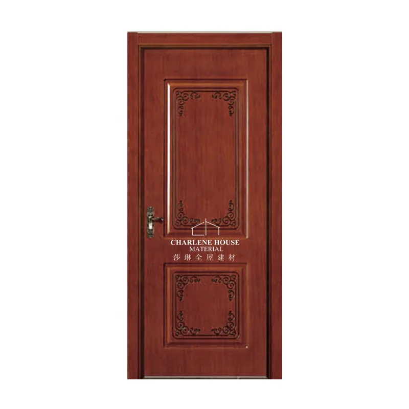 Diseño clásico de entrada interior HDF puertas de madera con elegante diseño tallado