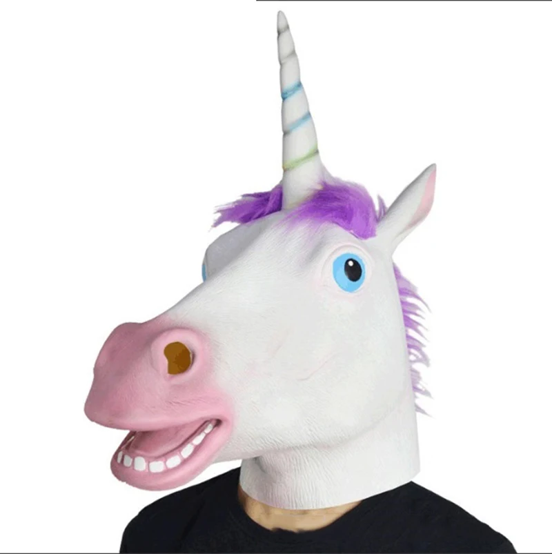 2019 Hot Selling Halloween Custom Realistic Animal Head Latex Unicorn ...