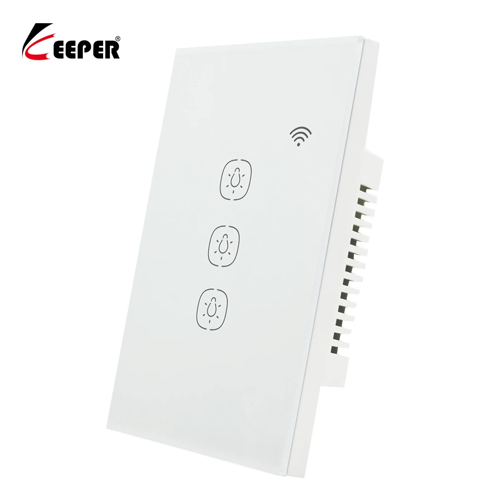 Keeper US Tuya Smart ZigBee Home Wifi Wall Touch Switch 3 Gang Glass Panel Voice Control Light Switch - ANKUX.COM