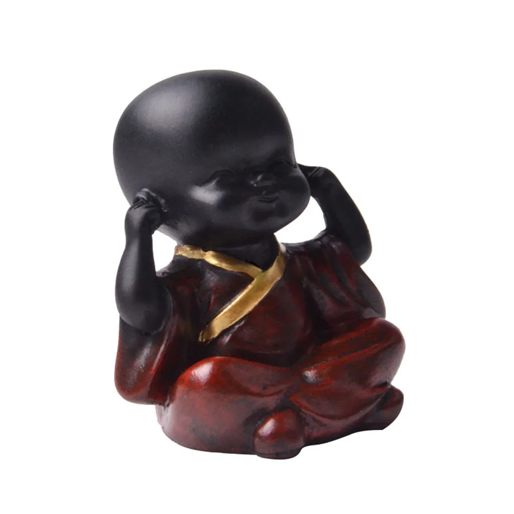 Small Buddha Statue Cute Monk Resin Handicrafts Figurine Ornament Home Decor Art 