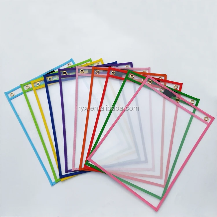 Pvc Dry Erase Pockets With 3 Piece Easy Clean Erase Dry Erasable