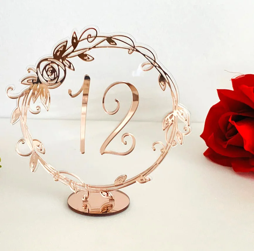 High Quality Laser Cut Acrylic Table Numbers Wedding Gold Mirror Table Decor Restaurant Table