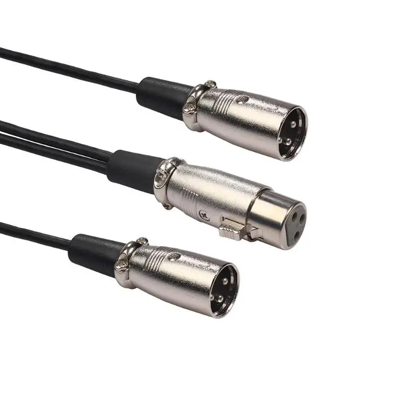 XLR 3pin 1 female plug to 2 male jack Y SPLITTER miccable adaptor audio spiral cable with double shielded microphone CANNON - ANKUX.COM