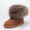 2019 genuine leather Autumn winter wear shoes rubber sole ladies real big raccoon fur trim anti-slippery women's snow boots