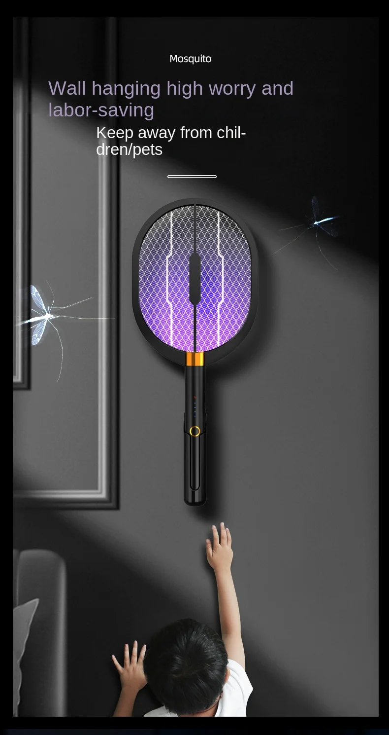 Two-in-One Electric Mosquito Swatter with Photocatalyst Killer New USB Home Mosquito Trap and Charging Lamp