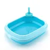 EBES wholesale best eco-friendly plastic pet toilet open top transparent cover square cleaning big cat litter box