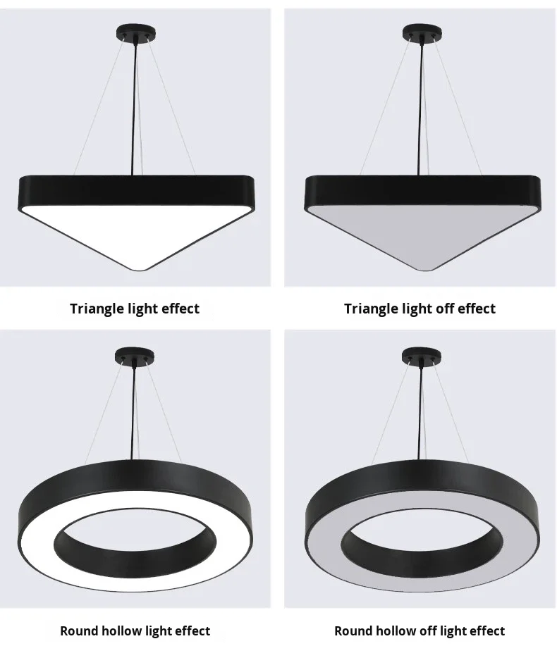 product creative shaped iron pmma hexagonal pendant light 6000k color temperature for office gym internet cafe mall industrial lighting-13