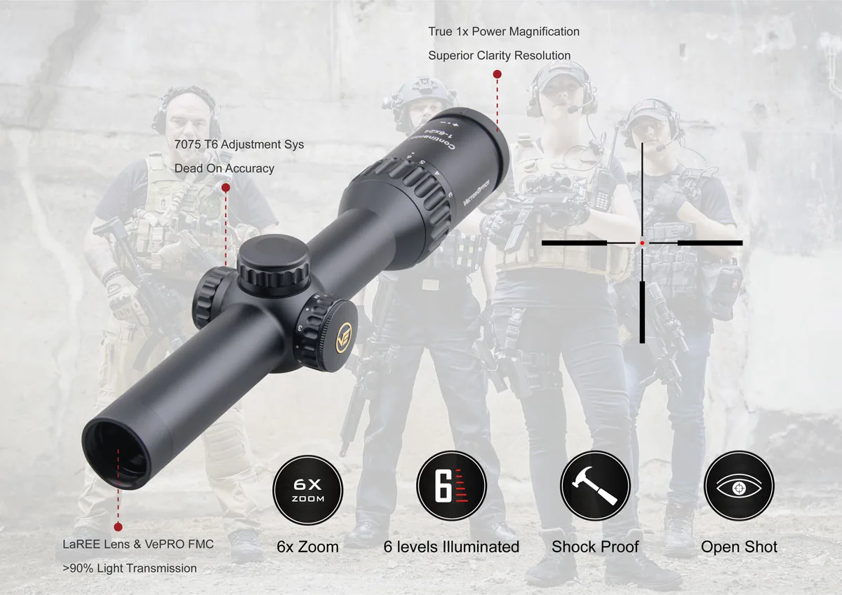 Vector Optics Continental 1-6x24 Hunting Rifle Scope 23 Degree Fov ...